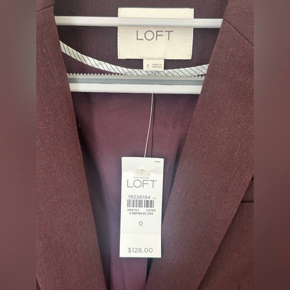 LOFT Women’s Blazer, Dark‎ Burgundy/Purple, New with Tag, Size 0 - Picture 2 of 6